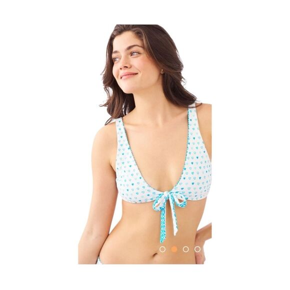 Roller Rabbit Blue Catalina Pop Hearts Adella Reversible Bikini Top - Picture 5 of 9